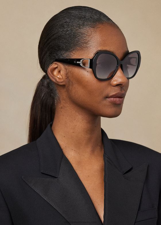 negru strălucitor femei Ralph Lauren ochelari de soare etrier pave 046885581