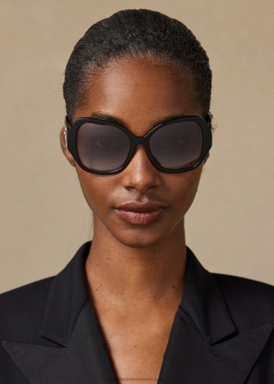 negru strălucitor femei Ralph Lauren ochelari de soare etrier pave 046885581