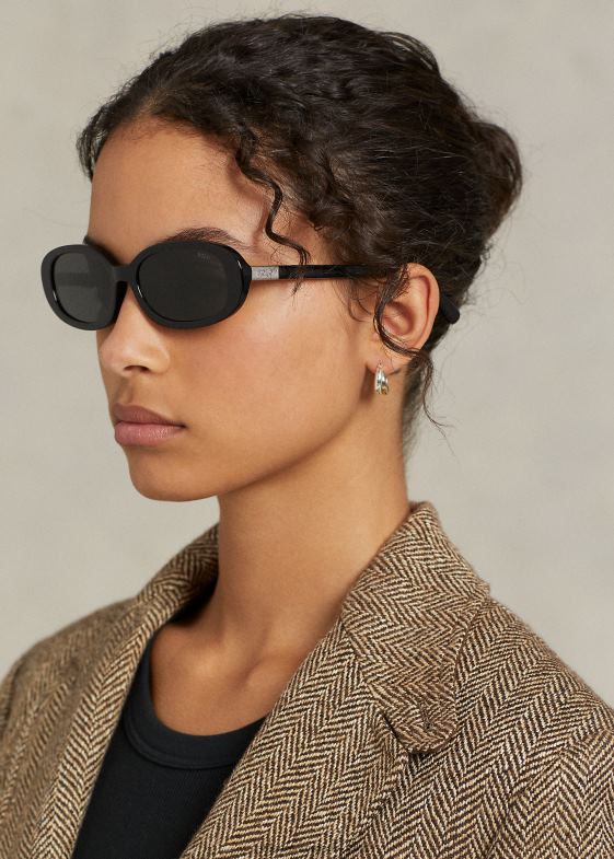negru strălucitor femei Ralph Lauren ochelarii de soare polo retro 046885542