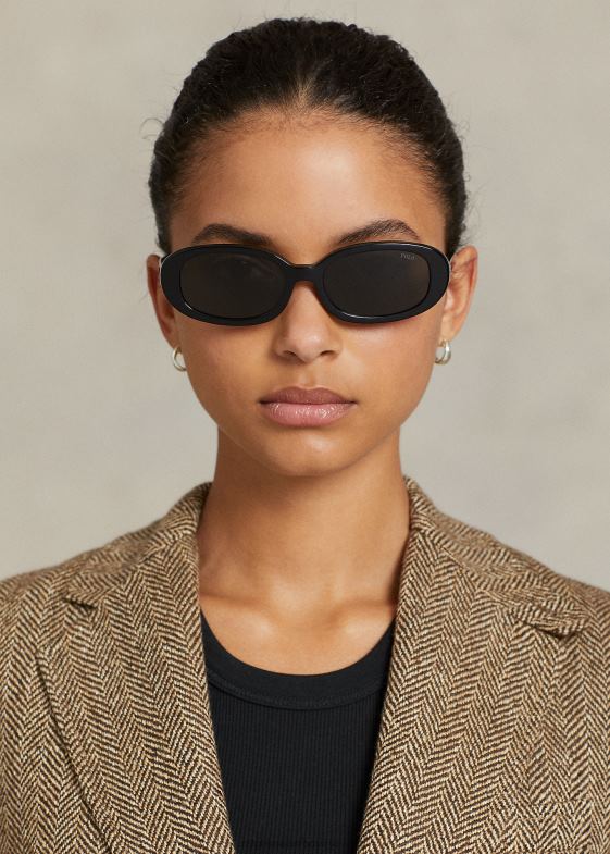 negru strălucitor femei Ralph Lauren ochelarii de soare polo retro 046885542