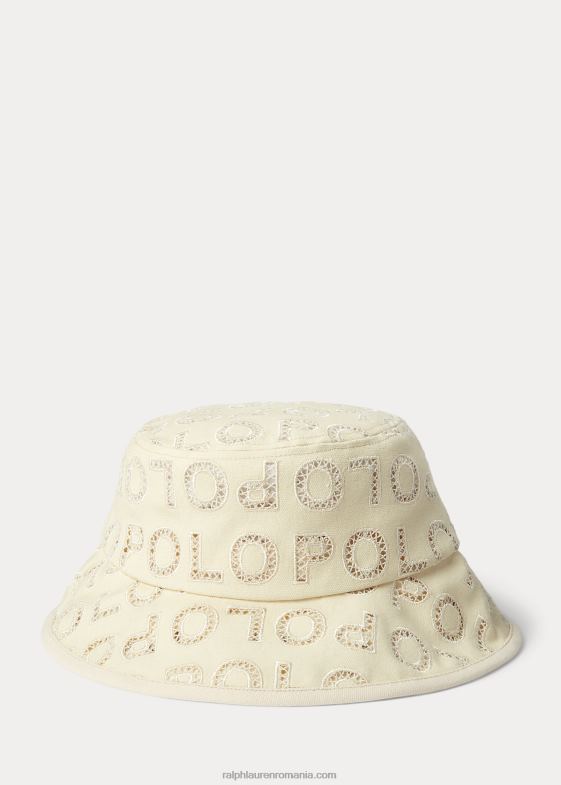 cremă femei Ralph Lauren pălărie cu logo brodat cu ochiuri 046889734