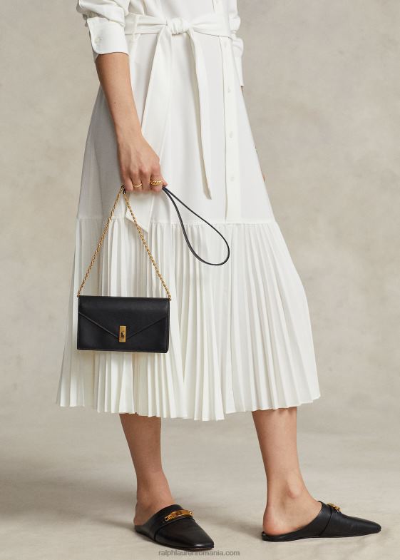 negru femei Ralph Lauren portofel și geantă cu lanț din piele polo id 046885176