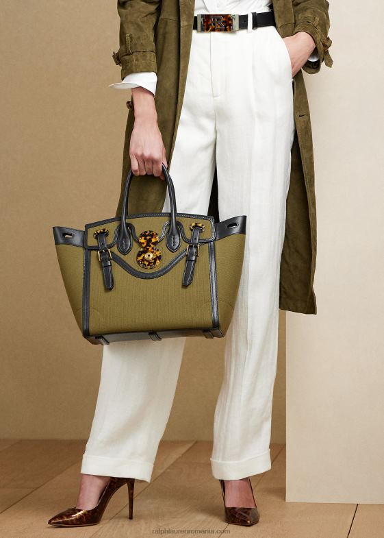 măsline femei Ralph Lauren pânză și piele soft Ricky 33 046885145