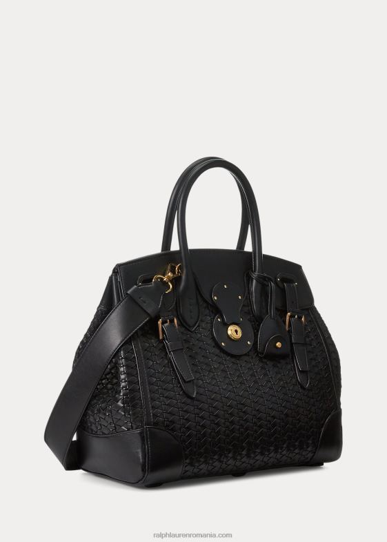 negru femei Ralph Lauren piele de vițel țesută moale Ricky 33 046885315