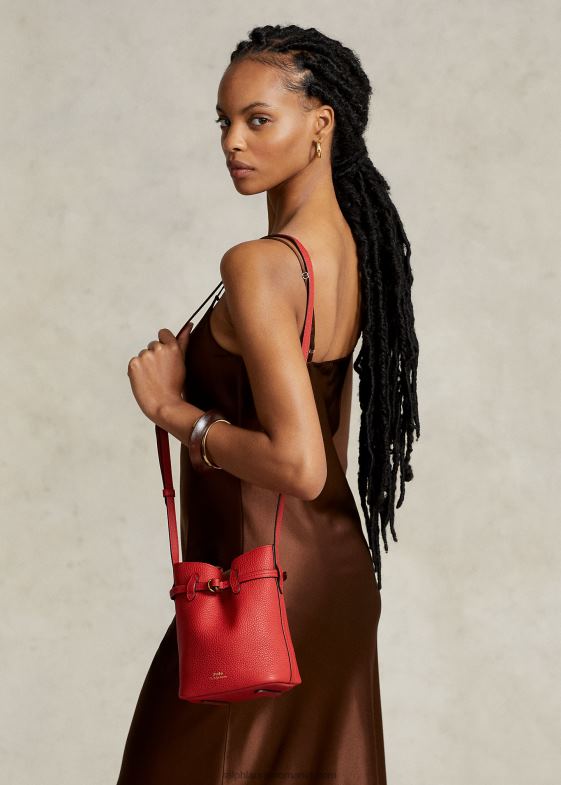 rubin femei Ralph Lauren geantă tip găleată bellport mică din piele 046885201