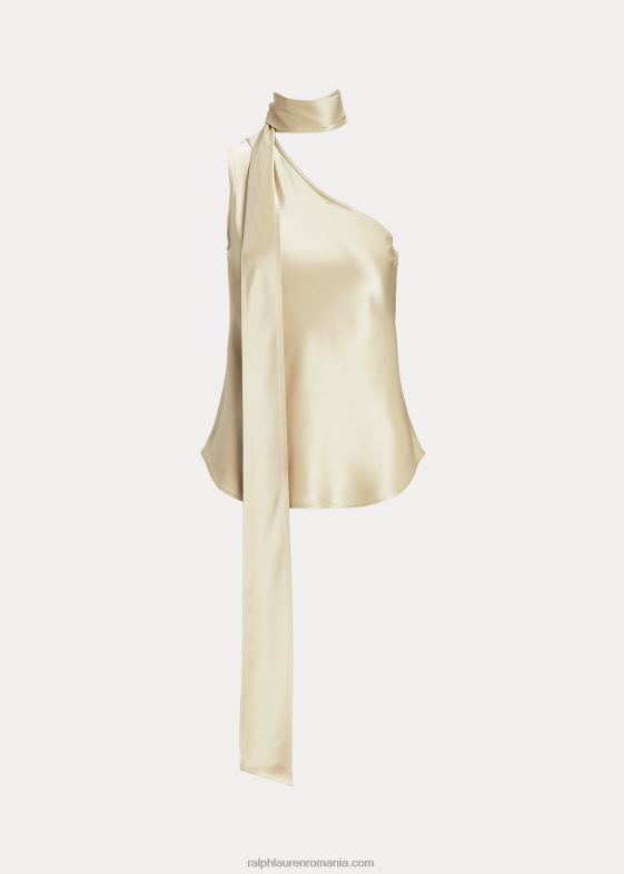 bej de primăvară femei Ralph Lauren top cu un singur umăr din satin cu decolteu 046882978