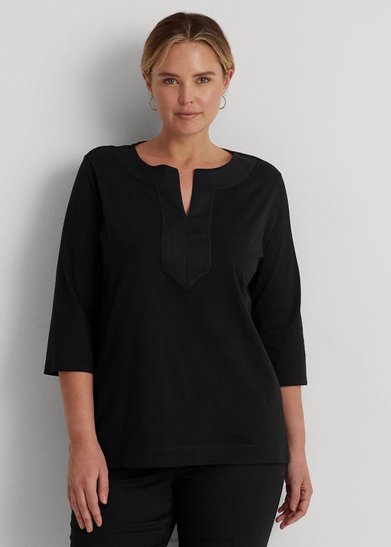 negru femei Ralph Lauren tunică de bumbac 046884733