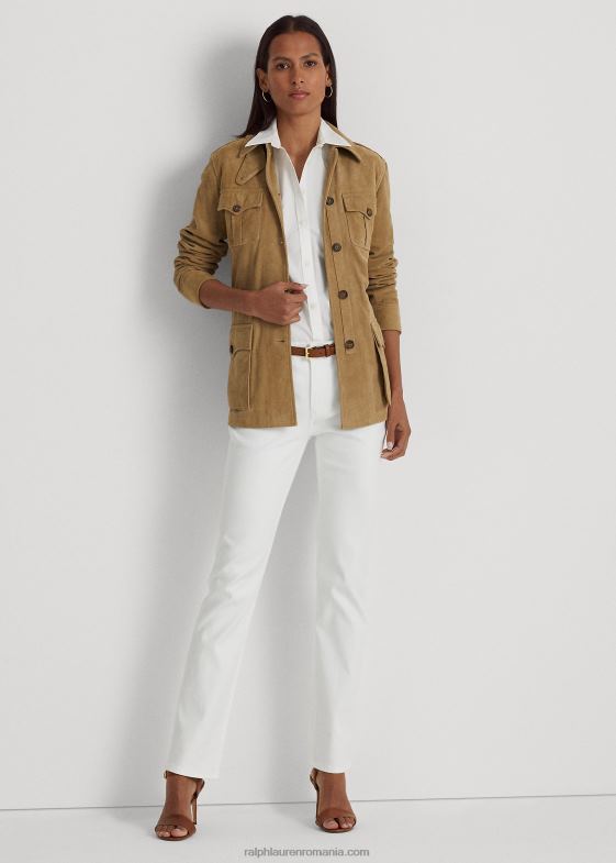 alb femei Ralph Lauren blugi drept cu talie mijlocie 046884263