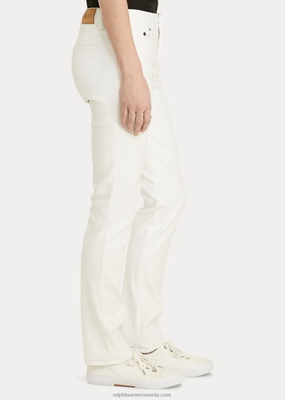alb femei Ralph Lauren blugi drept cu talie mijlocie 046884488