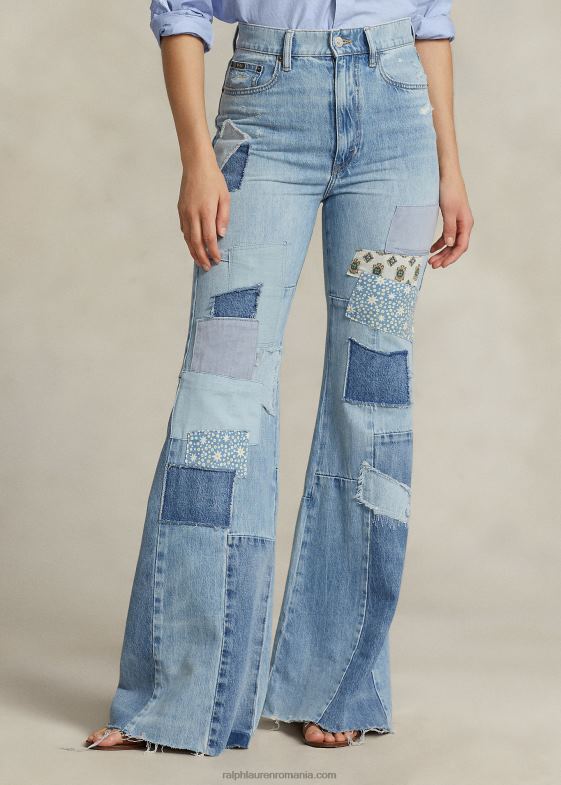 del valle wash femei Ralph Lauren blugi flare din bumbac mozaic 046883090