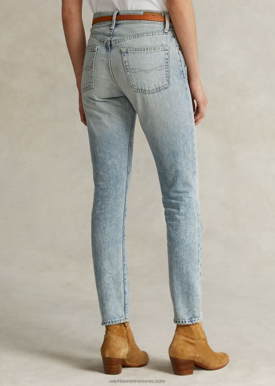 indigo deschis femei Ralph Lauren blugi slim cu talie mare callen 046883355