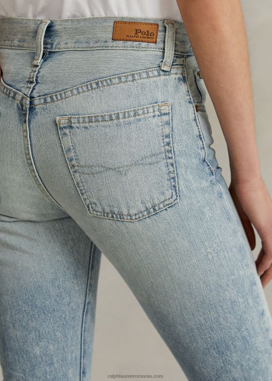 indigo deschis femei Ralph Lauren blugi slim cu talie mare callen 046883355