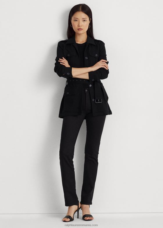 negru femei Ralph Lauren blugi drept cu talie mijlocie 046884264
