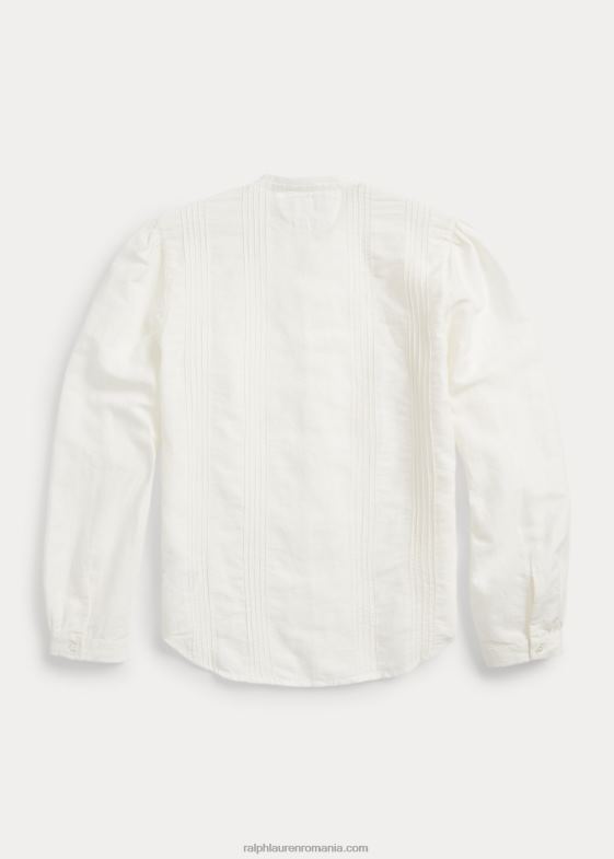 alb antic femei Ralph Lauren bluză de in-bumbac brodată 046883615