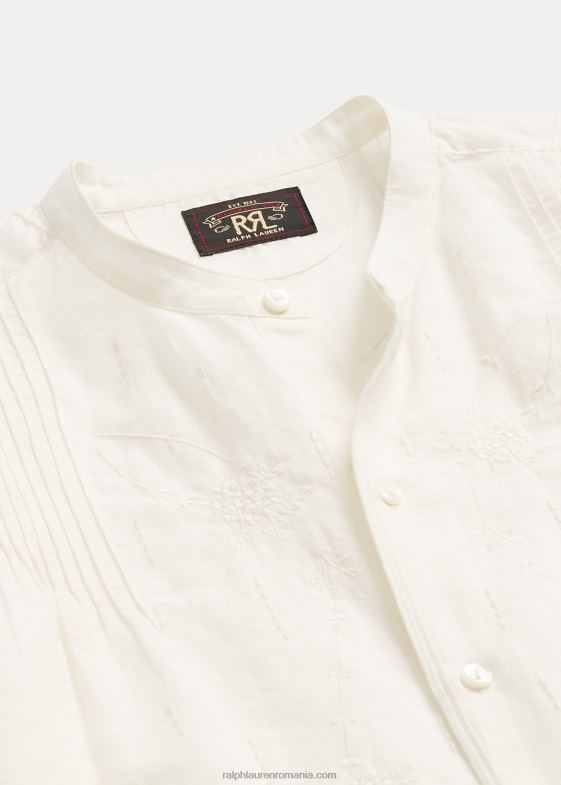 alb antic femei Ralph Lauren bluză de in-bumbac brodată 046883615