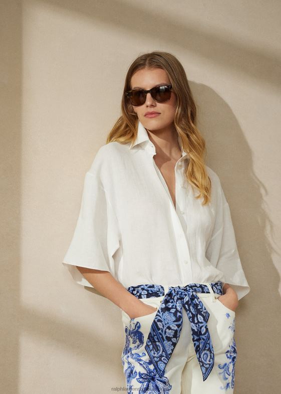 alb ceramic femei Ralph Lauren bluză de in soloman 046889316