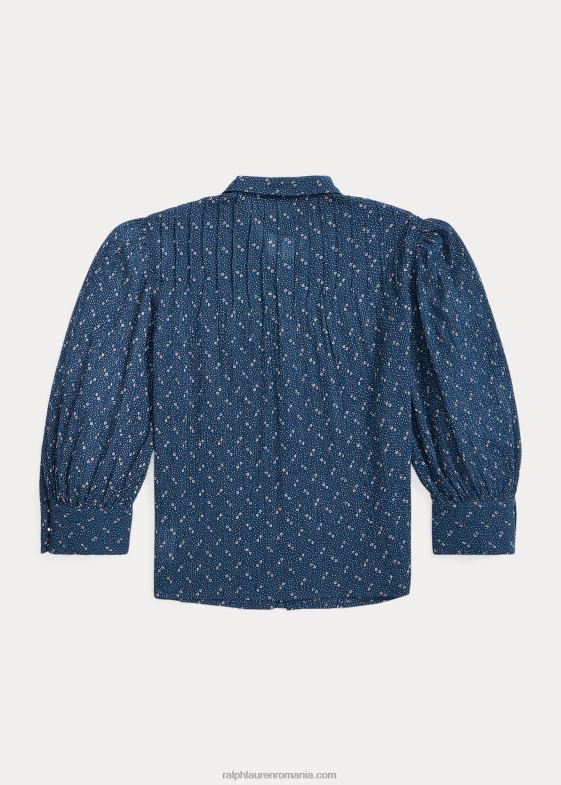 albastru femei Ralph Lauren bluză din vel de bumbac șifonat floral 046883652