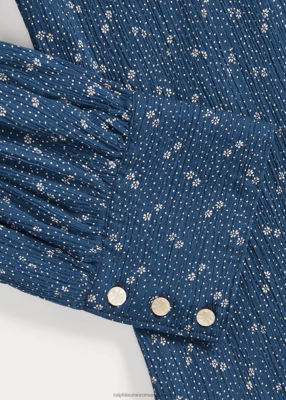 albastru femei Ralph Lauren bluză din vel de bumbac șifonat floral 046883652