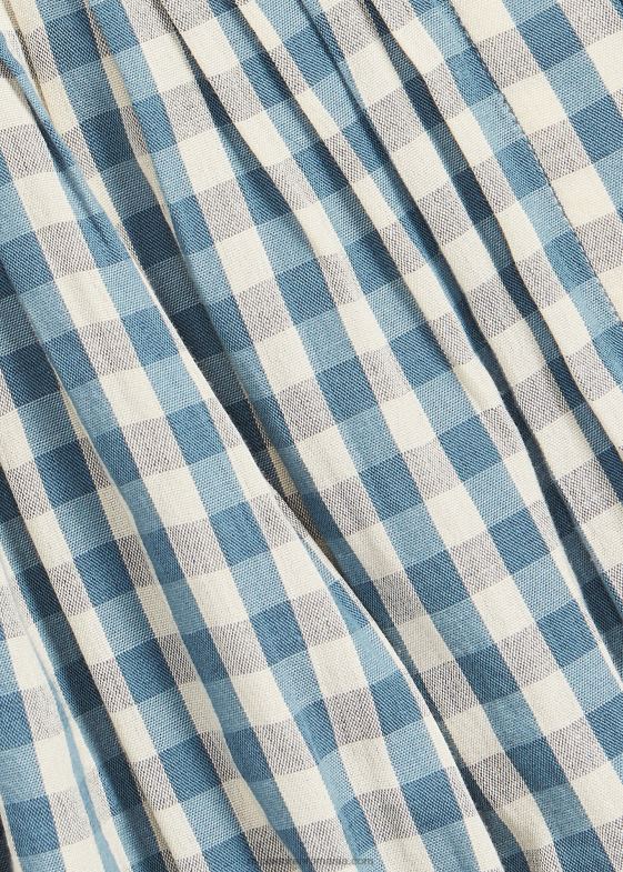 crem/albastru femei Ralph Lauren bluză peplum din voile vichy 046883637