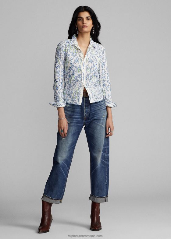 cremă/multi femei Ralph Lauren bluză din bumbac cu broderie florală 046883644