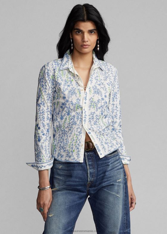 cremă/multi femei Ralph Lauren bluză din bumbac cu broderie florală 046883644