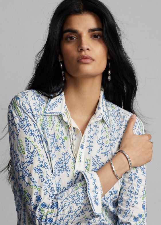 cremă/multi femei Ralph Lauren bluză din bumbac cu broderie florală 046883644