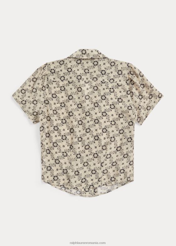 ecru/negru femei Ralph Lauren bluză din crepon de mătase florală 046883627