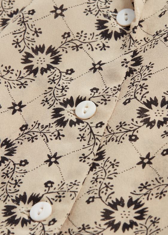 ecru/negru femei Ralph Lauren bluză din crepon de mătase florală 046883627