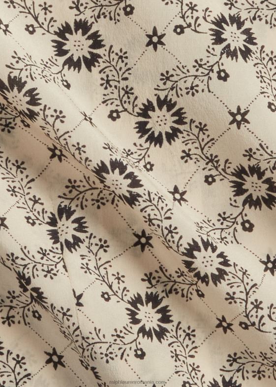 ecru/negru femei Ralph Lauren bluză din crepon de mătase florală 046883627