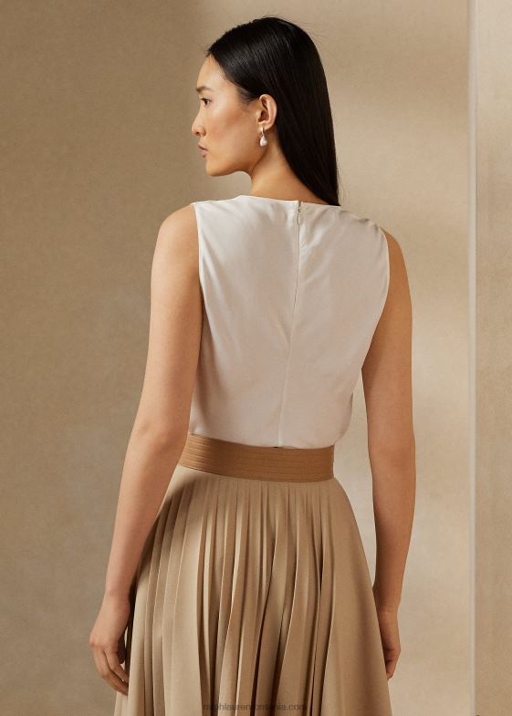 lux crema femei Ralph Lauren bluză din satin spălat gwinnett 046889266