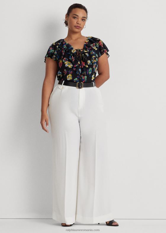 multi negru femei Ralph Lauren bluză din georgette cu volane florale 046884557