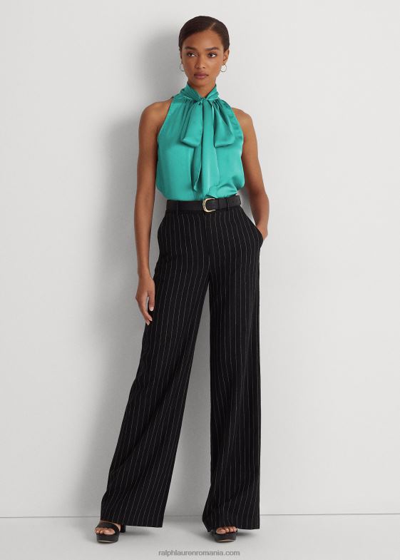 turcoaz natural femei Ralph Lauren bluză fără mâneci charmeuse cu decolteu 046889525