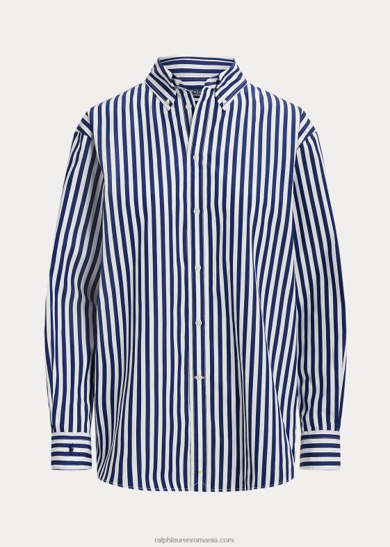 1323 toamna regal/alb femei Ralph Lauren cămașă din bumbac elastic cu dungi cu nasturi 046889164