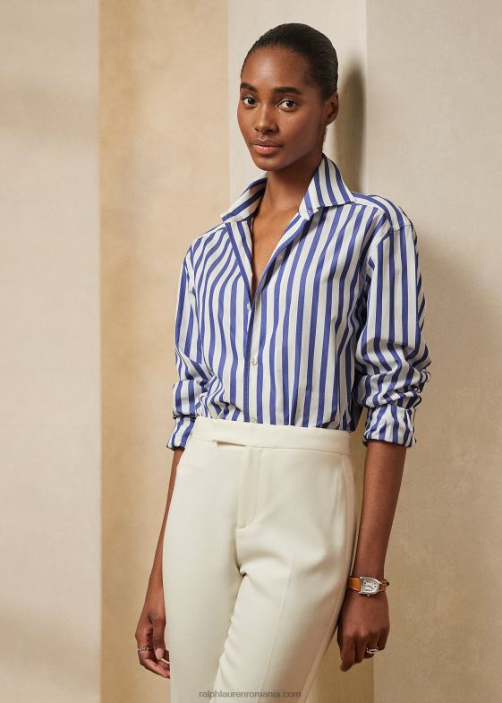 alb/albastru clasic femei Ralph Lauren cămașă din bumbac în dungi 046889336