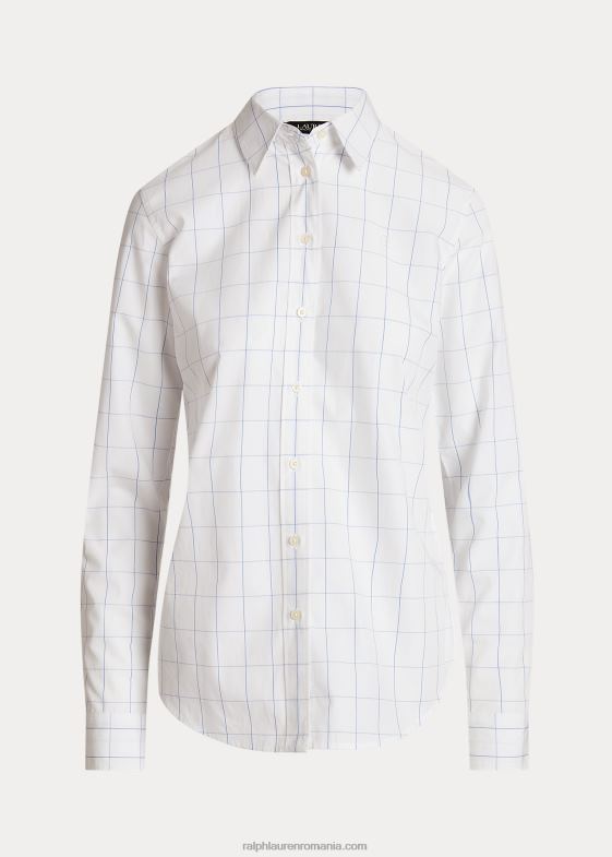 alb/albastru femei Ralph Lauren cămașă din pânză de bumbac geam 046889420