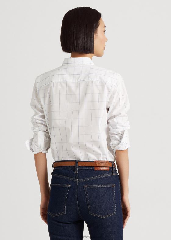 alb/albastru femei Ralph Lauren cămașă din pânză de bumbac geam 046889420