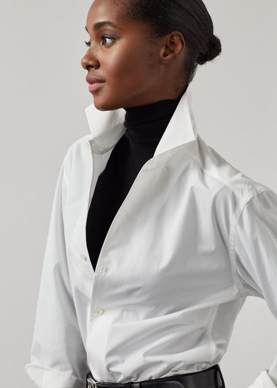 alb femei Ralph Lauren cămașă capri din bumbac 046883436