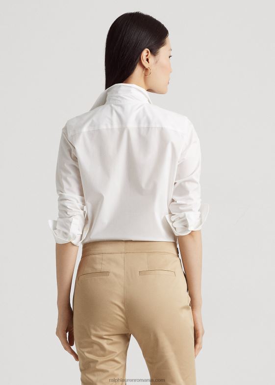 alb femei Ralph Lauren cămașă din bumbac ușor de întreținut 046884482