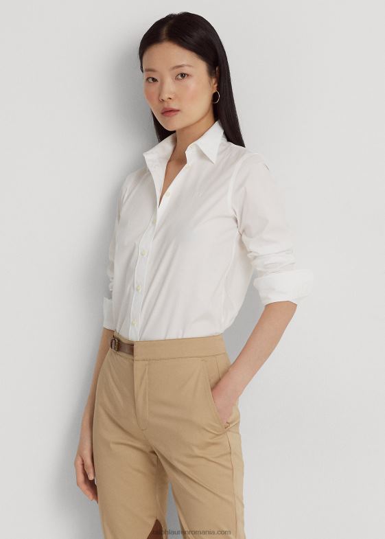 alb femei Ralph Lauren cămașă din bumbac ușor de întreținut 046884482