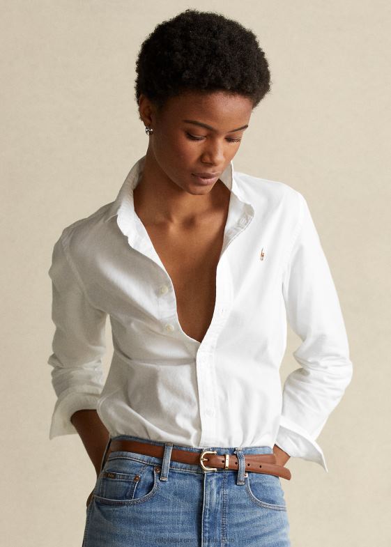 alb femei Ralph Lauren cămașă oxford cu potrivire clasică 046883349
