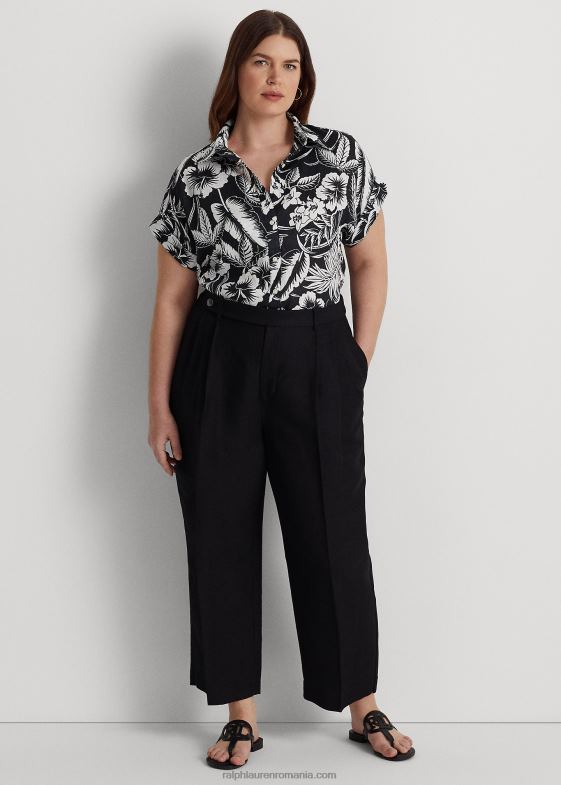 alb negru femei Ralph Lauren cămașă cu mânecă scurtă din in floral 046884528