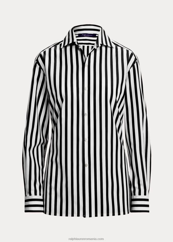 alb negru femei Ralph Lauren cămașă din bumbac în dungi 046889345