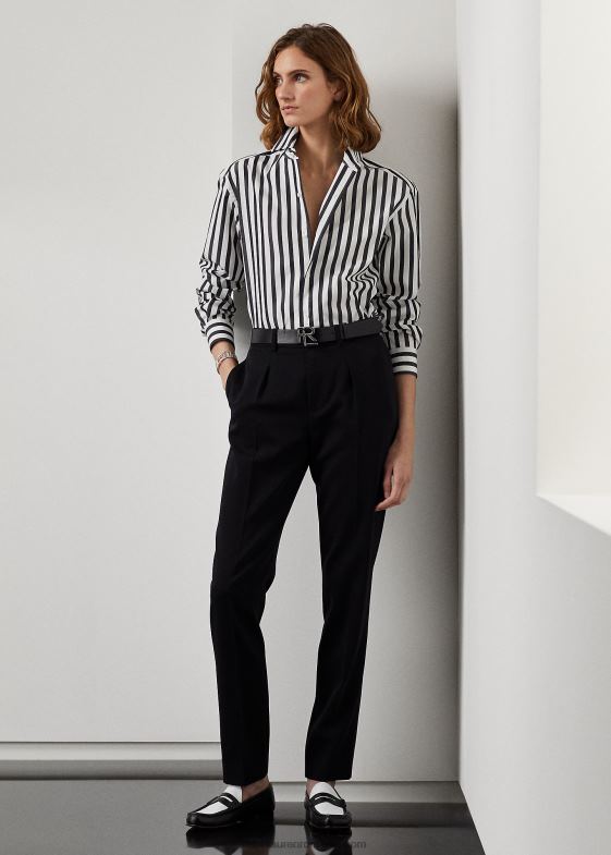 alb negru femei Ralph Lauren cămașă din bumbac în dungi 046889345