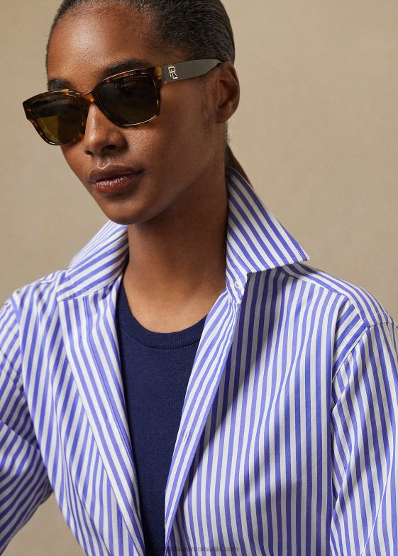 alb/nimes albastru femei Ralph Lauren cămașă din bumbac în dungi adrien 046883458