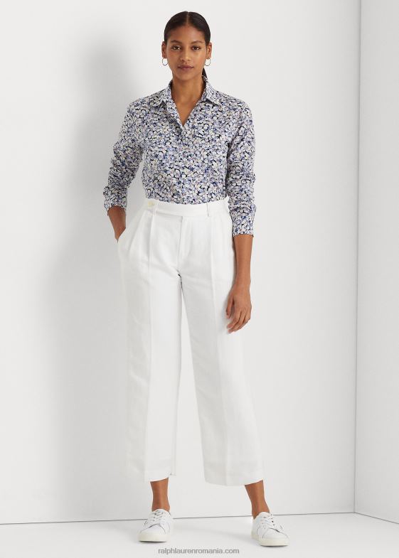 albastru/crem/roz femei Ralph Lauren cămașă din vel de bumbac floral 046883967