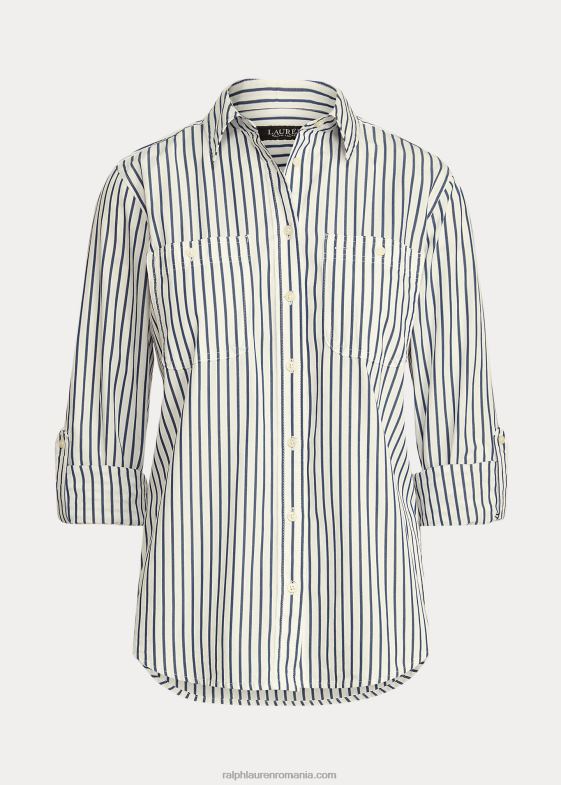 albastru deschis femei Ralph Lauren cămașă din bumbac în dungi 046884185