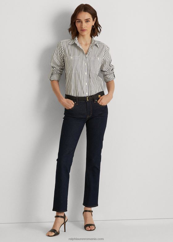 albastru deschis femei Ralph Lauren cămașă din bumbac în dungi 046884185