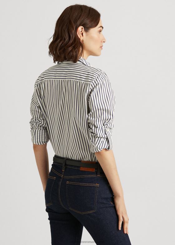 albastru deschis femei Ralph Lauren cămașă din bumbac în dungi 046884185