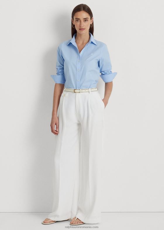 albastru femei Ralph Lauren cămașă din bumbac elastic ușor de întreținut 046884233