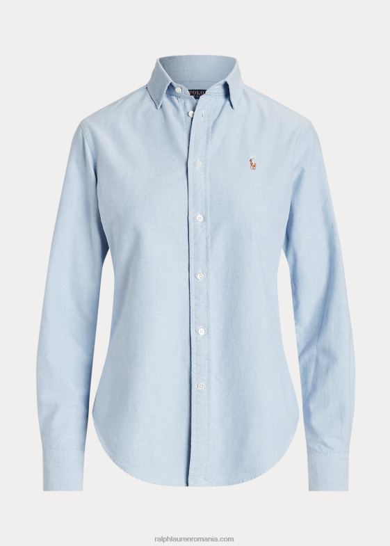 albastru femei Ralph Lauren cămașă oxford cu potrivire clasică 046883146